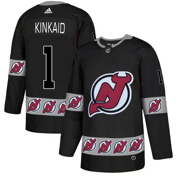 Men New Jersey Devils #1 Kinkaid Black Adidas Fashion NHL Jersey